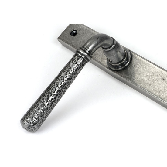 Blacksmith Pewter Patina Hammered Newbury Slimline Espag. Lock Set