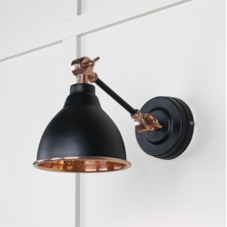 Hammered Copper Brindley Wall Light in Elan Black