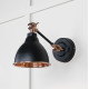 Hammered Copper Brindley Wall Light in Elan Black