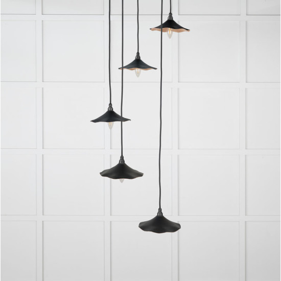 Smooth Copper Flora Cluster Pendant Light  in Elan Black