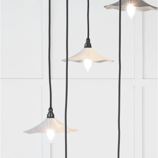 Smooth Nickel Flora Cluster Pendant Light  in Birch