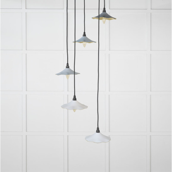 Smooth Brass Flora Cluster Pendant Light  in Birch
