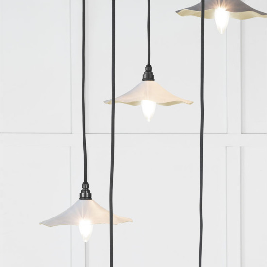 Smooth Brass Flora Cluster Pendant Light  in Birch