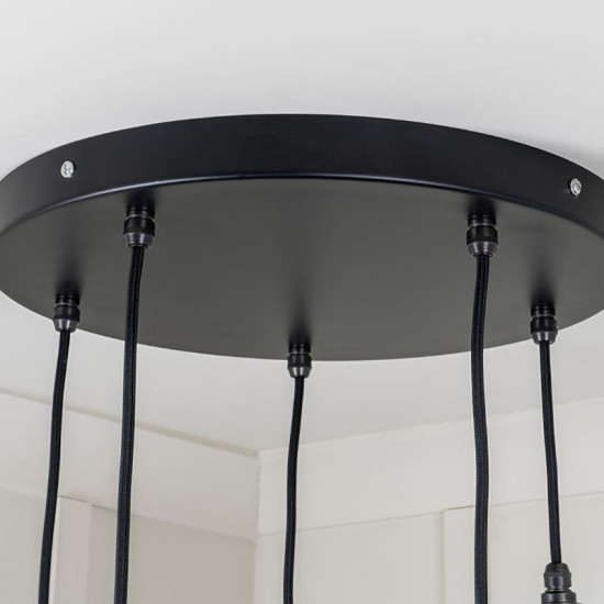 Smooth Brass Flora Cluster Pendant Light  in Elan Black