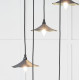 Smooth Brass Flora Cluster Pendant Light  in Slate