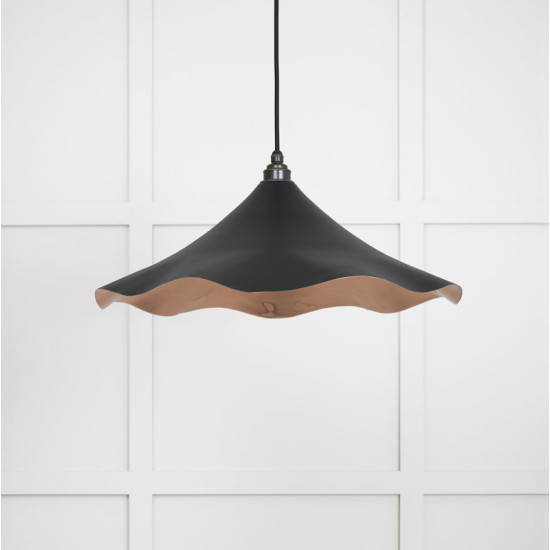 Smooth Copper Flora Pendant Light  in Elan Black