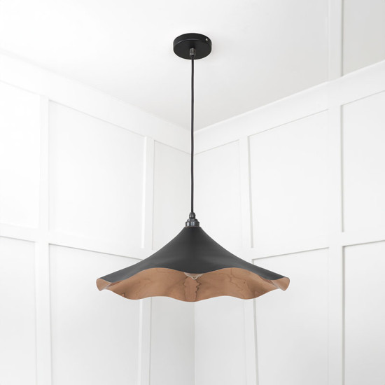 Smooth Copper Flora Pendant Light  in Elan Black