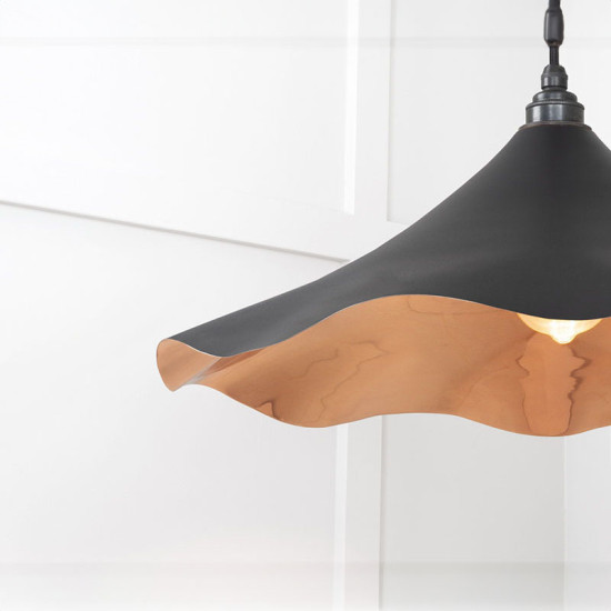 Smooth Copper Flora Pendant Light  in Elan Black