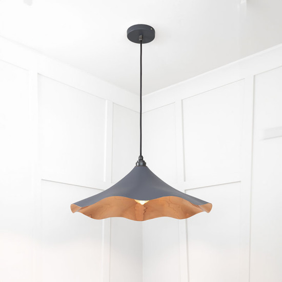 Smooth Copper Flora Pendant Light  in Slate