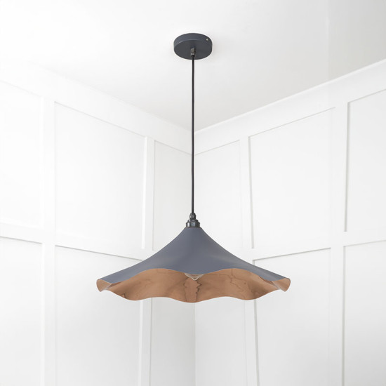 Smooth Copper Flora Pendant Light  in Slate