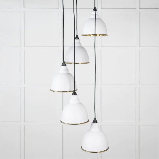 Smooth Brass Brindley Cluster Pendant Light  in Flock