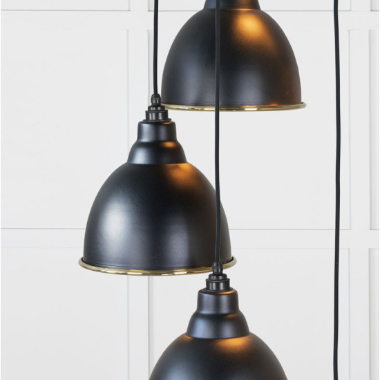 Hammered Brass Brindley Cluster Pendant Light  in Elan Black