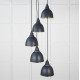 Hammered Brass Brindley Cluster Pendant Light  in Soot