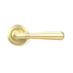 Satin Brass Newbury Lever on Rose Set (Art Deco)