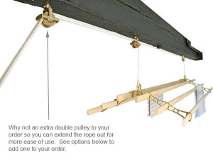 6 lath Brass Victorian Pulley clothes airer