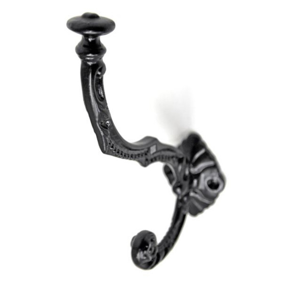 Crested Flute Hat and Coat Hook - Black Finish