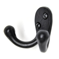 Porthos Double Loop Coat Hook - Black Finish