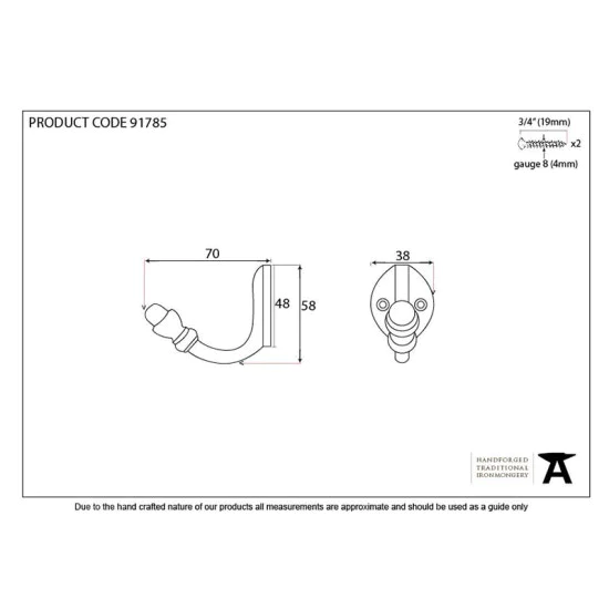 Single Acorn Hook - Polished Chrome