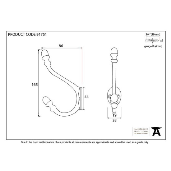 Hat and Coat Hook - Polished Nickel
