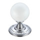 Frosted Clear Glass Ball Door Knobs on Polished Chrome Roses