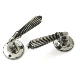 Nickel Reeded Lever Door Handle