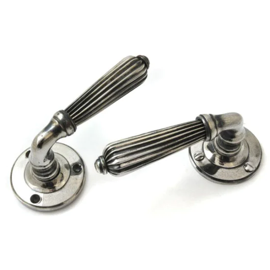 Nickel Reeded Lever Door Handle