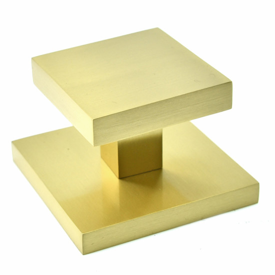 Square Centre Door Knob -  Satin Brass