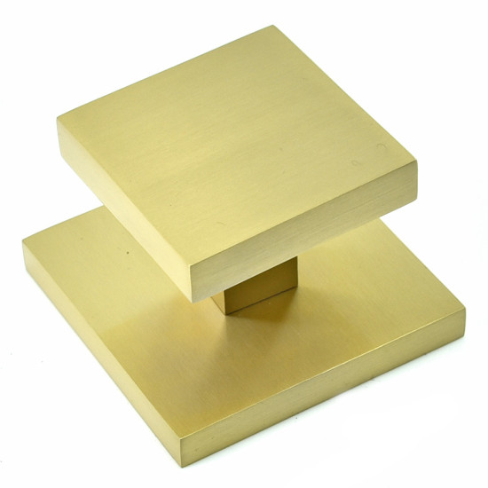 Square Centre Door Knob -  Satin Brass