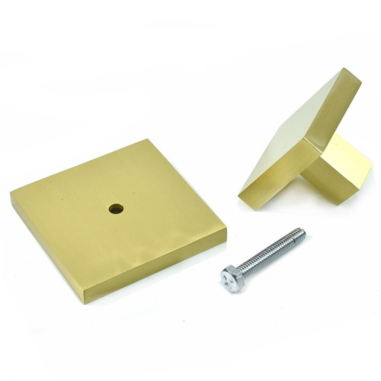 Square Centre Door Knob -  Satin Brass
