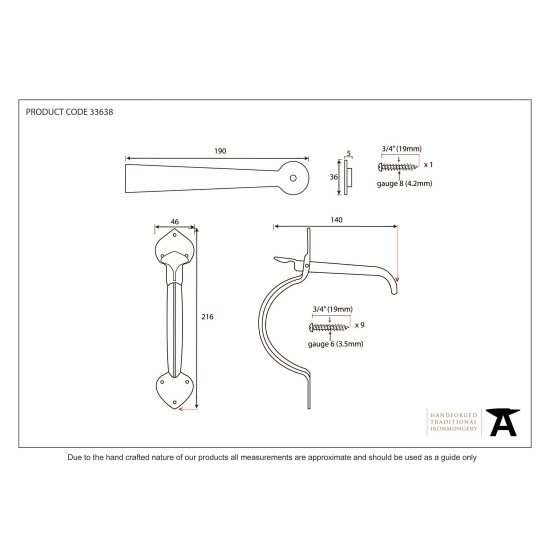 Blacksmith Pewter Patina Gothic Thumb Latch