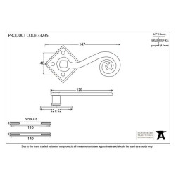 Traditional Blacksmith Monkey tail Lever Door Handle on Diamond Rosette