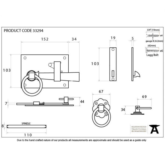 Traditional Blacksmith Cottage Latch Set