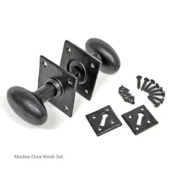 Kirkpatrick 3075 Oval Door Knob Set on A Square Rose