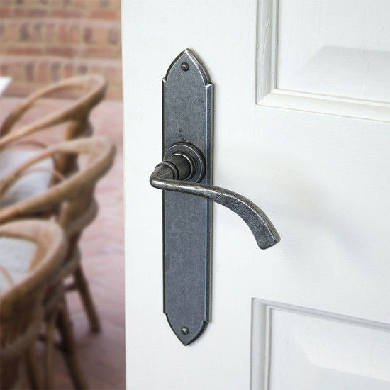 Blacksmith Pewter Patina Gothic Curved Lever Door Handle