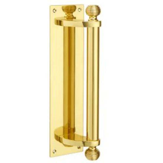 Pull Handle on Plate - Reeded Finials