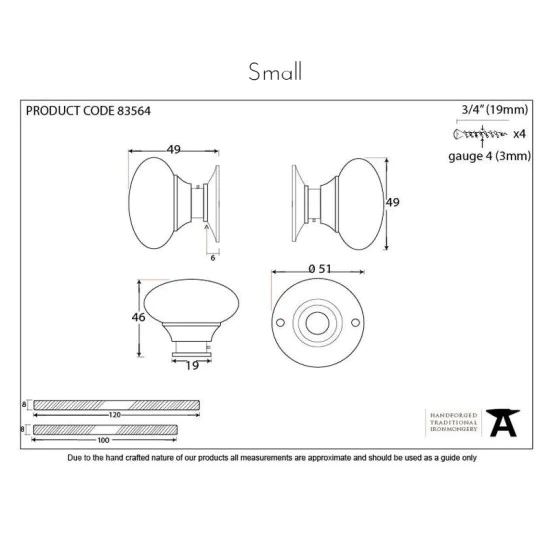 Brass Mushroom Knob Set