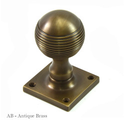 Reeded Ball Door Knob on a Square Rose