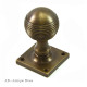 Reeded Ball Door Knob on a Square Rose