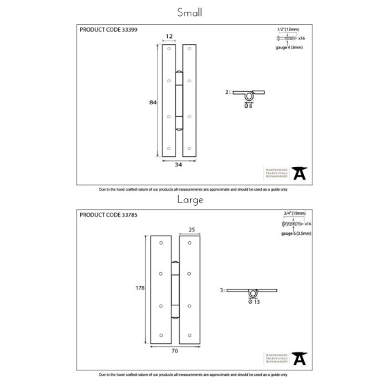 Blacksmith Pewter Patina H Hinges