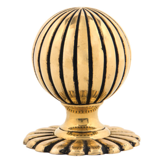 Flower Mortice Knob Set - Brass Finish