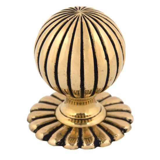 Flower Mortice Knob Set - Brass Finish