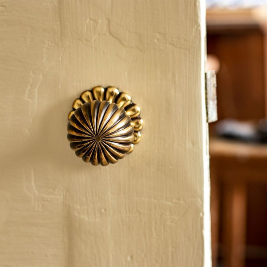 Flower Mortice Knob Set - Brass Finish