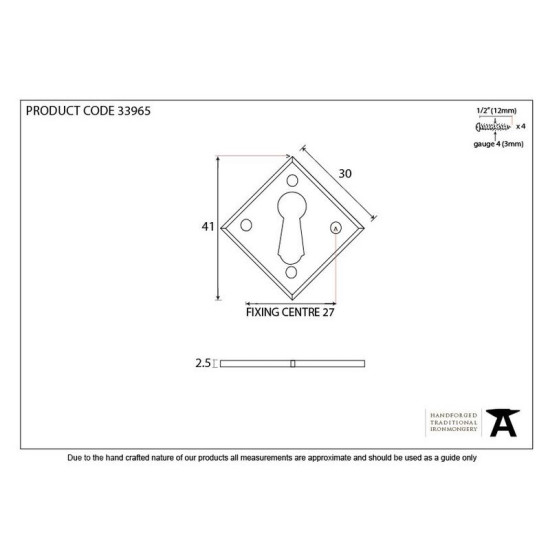 Blacksmith Pewter Patina Diamond Escutcheon