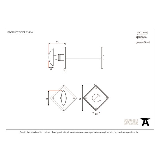 Traditional Blacksmith Diamond Bathroom Thumbturn