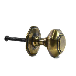 Cottage Octagon Centre Door Knob - Brass Finish