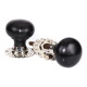 Ebony Bun Door Knobs with Nickel Roses