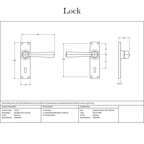 Blacksmith Beeswax Straight Lever Door Handle