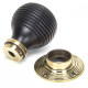 Beehive Ebony Knob Set with Aged Brass Roses