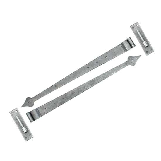 Blacksmith Pewter Patina Arrow Head Barn Door Hinges - Hook and Band