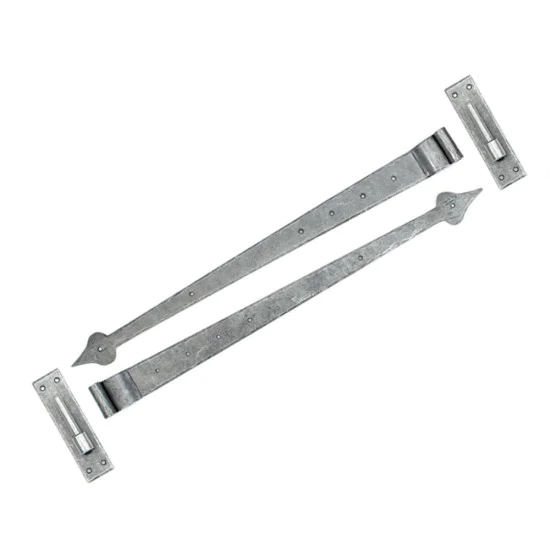 Blacksmith Pewter Patina Arrow Head Barn Door Hinges - Hook and Band